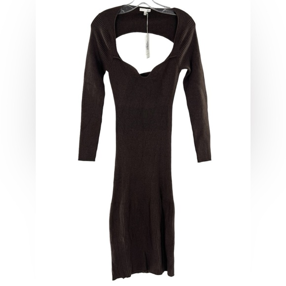 NWT Skin Open Back Knit Midi Brown Dress Size M - Picture 4 of 9